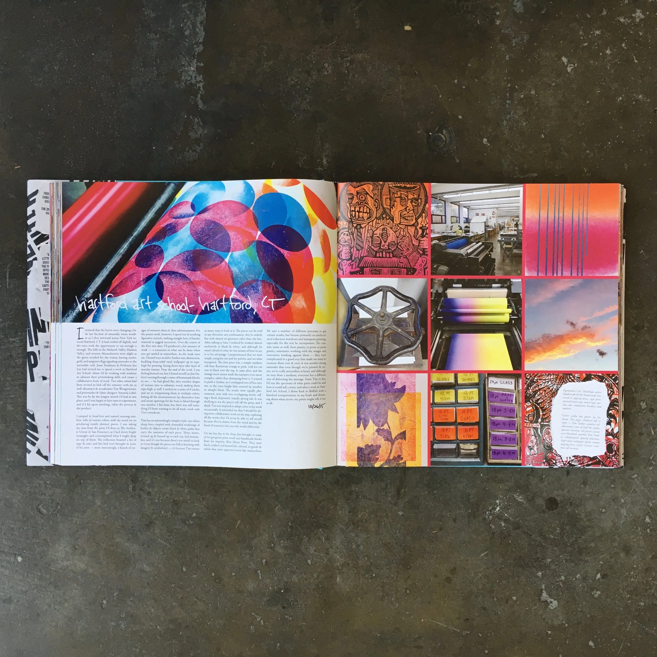 The Itinerant Printer Book // layout & design Image: inside book spread