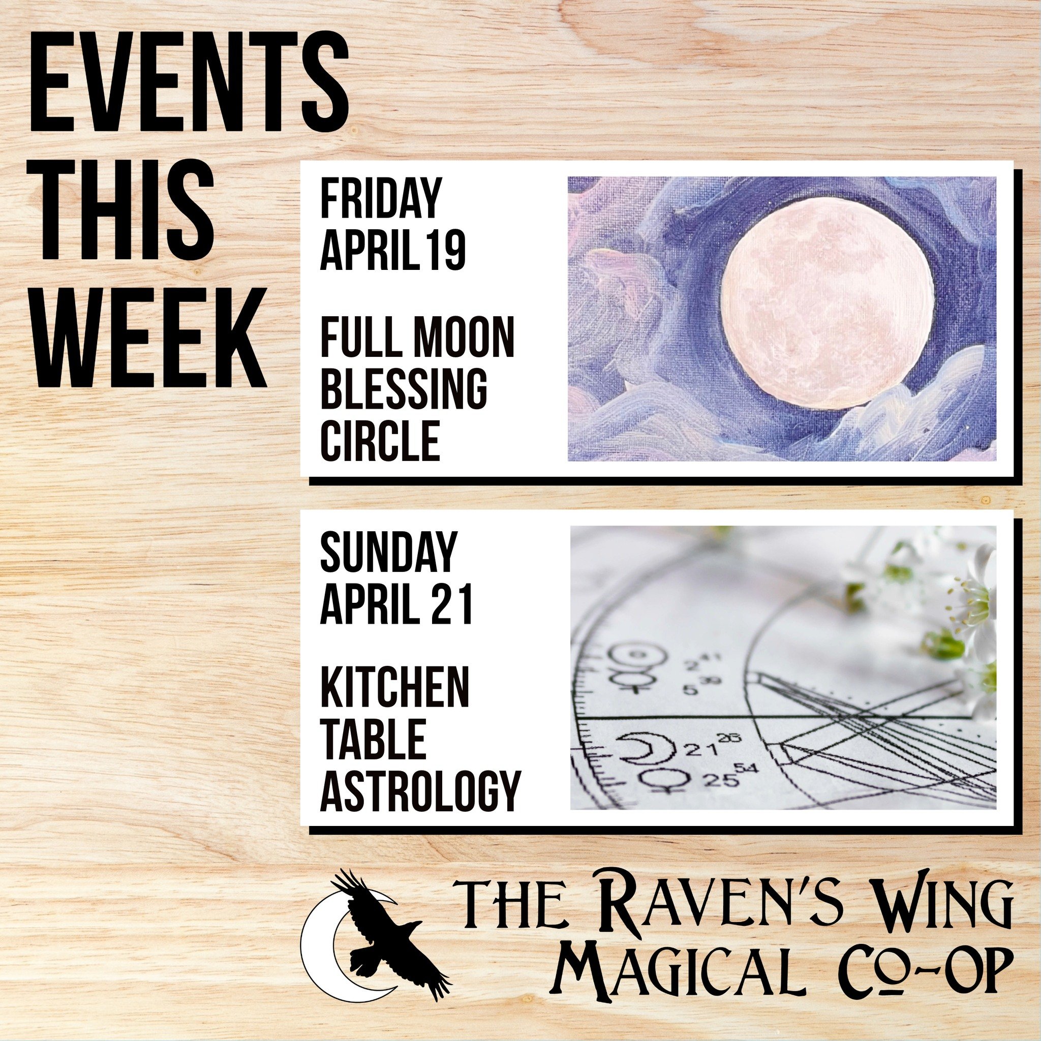 We have two in person events coming up this week. A ritual for the Full Moon, and a gathering for those who want in person connection that is astrology focused.

𝗙𝘂𝗹𝗹 𝗠𝗼𝗼𝗻 𝗕𝗹𝗲𝘀𝘀𝗶𝗻𝗴 𝗖𝗶𝗿𝗰𝗹𝗲
𝗙𝗿𝗶𝗱𝗮𝘆, 𝗔𝗽𝗿𝗶𝗹 𝟭𝟵 𝗳𝗿𝗼𝗺 ?