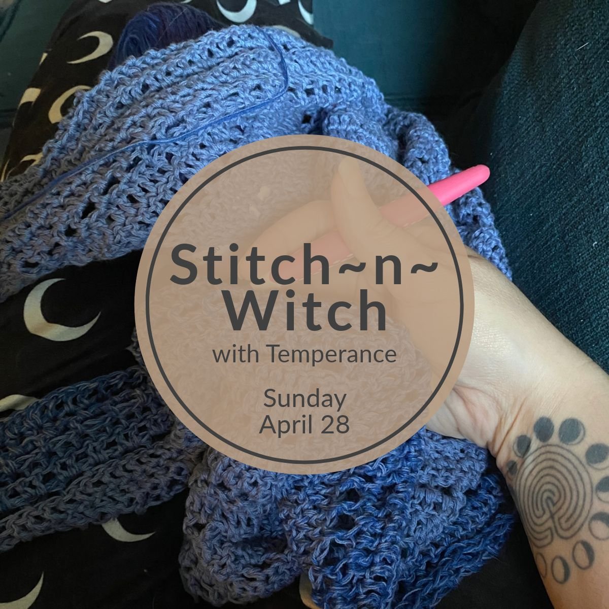 Join Temperance and others in the community on Sunday afternoon for a fun gathering where you can work on your fiber crafts with others.

Stitch n Witch with Temperance
Sunday, April 28th from 1:00pm to 3:00pm
Free
Now Twice a Month! 

Donations towa