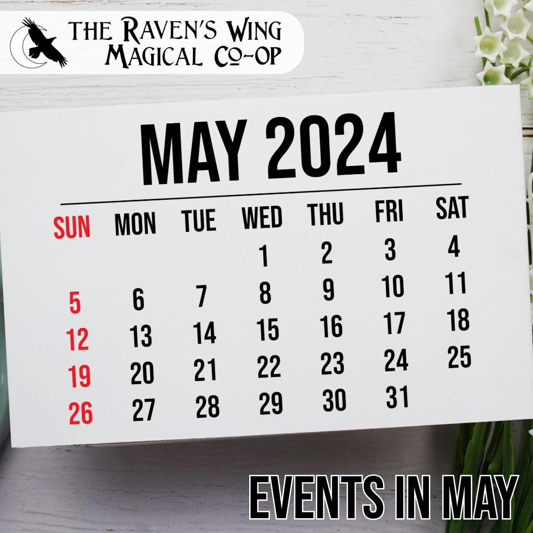 There is a lot going on over here at The Raven's Wing Magical Co-Op for the month of May! We hope you can join us for these community events - there is something for everyone! 

Cards On The Table: A Monthly Hands-On Tarot Practice with Iris Bell
ONL