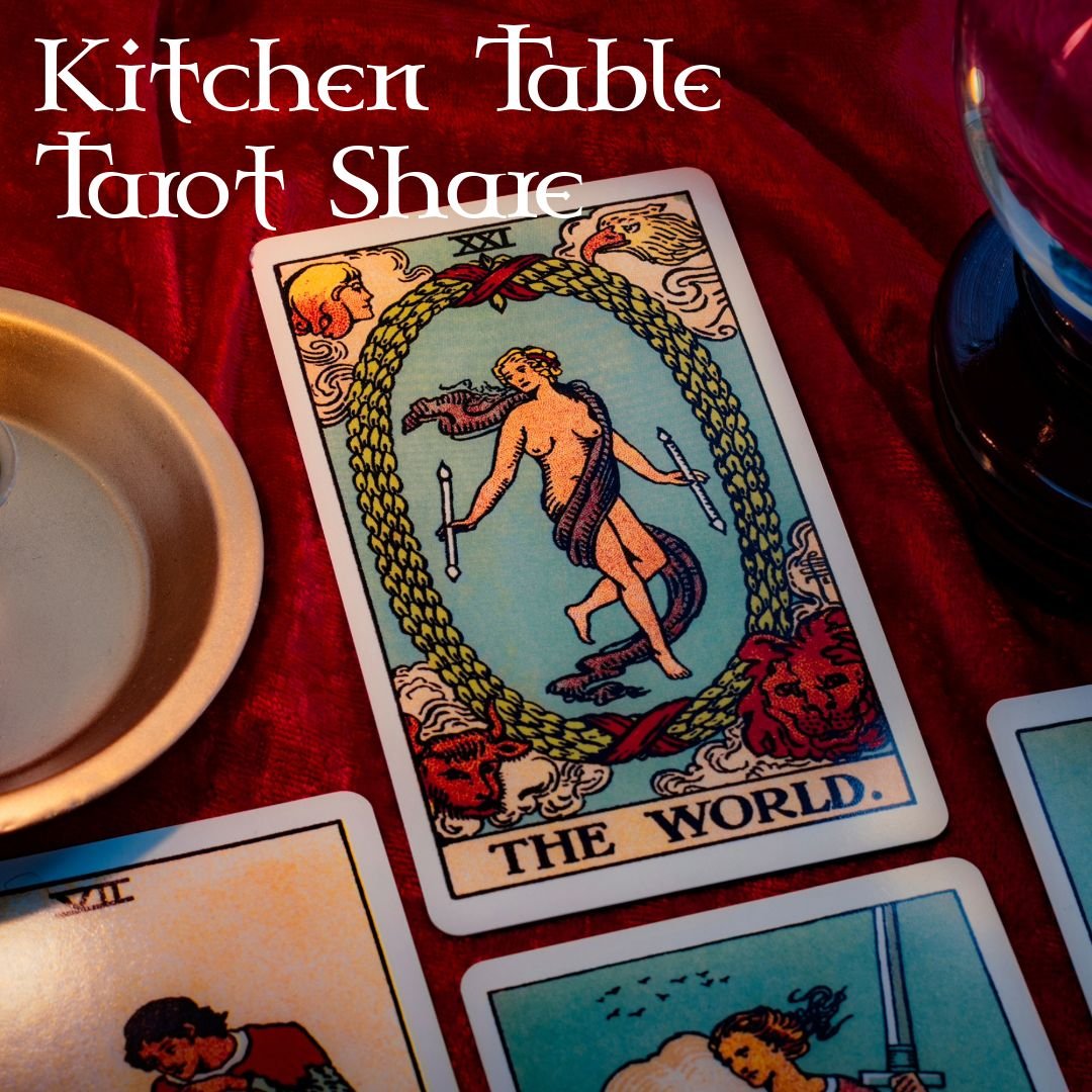 Join Iris and other Tarot enthusiasts tomorrow evening for the in person Tarot Share.

Kitchen Table Tarot Share
Thursday, May 2nd (monthly on the 1st Thursday)
In Person from 6:30pm to 8:00pm
$5-$20 sliding scale

A monthly meet up group for card re