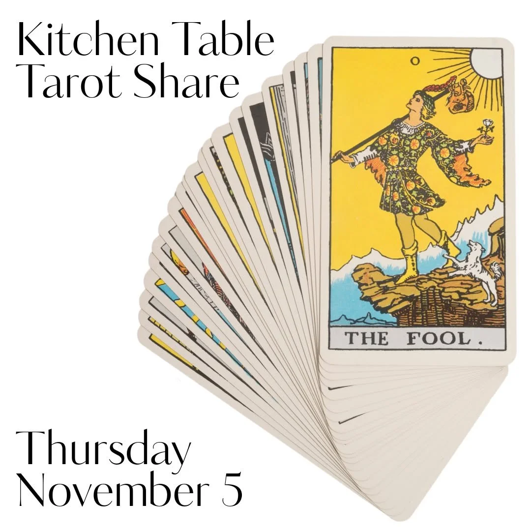 Our monthly meet up group for card readers is tomorrow night! This is a great opportunity to swap spreads, trade tips, and craft your cartomancy practice! 

Kitchen Table Tarot Share
Thursday, November 6th (monthly on the 1st Thursday)
In Person from