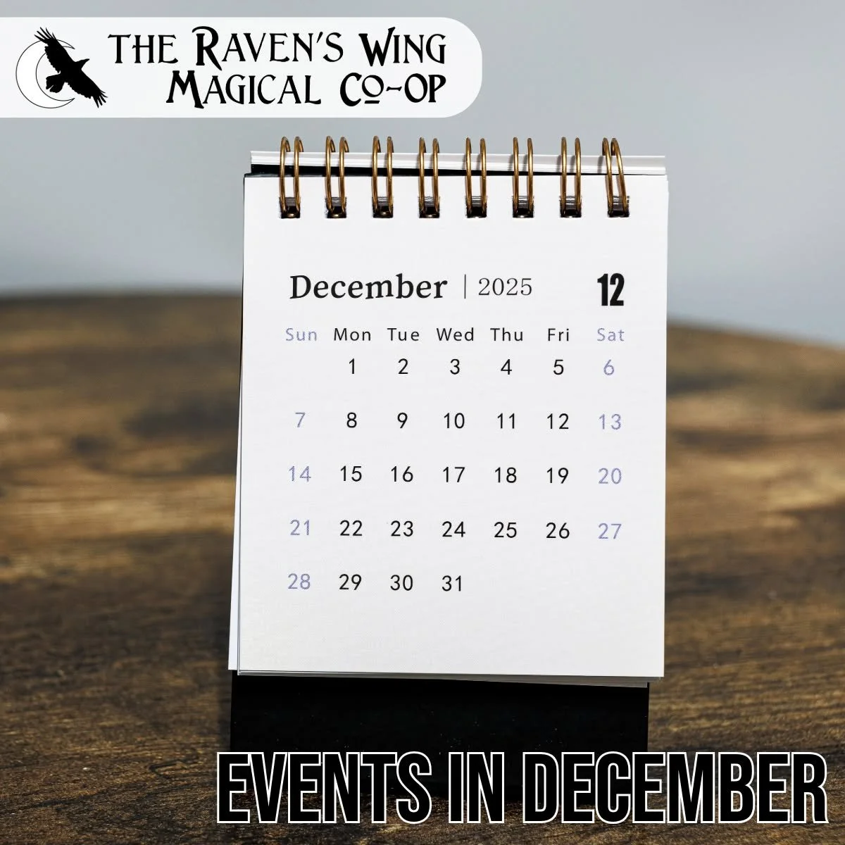 December is here! If you are looking for fun and magical things to do this month, we have you covered!

Temple of Artemis Full Moon Circle
Saturday, December 6 from 7:30pm to 9:00pm

Green Mysteries
Friday, December 12 from 2:00pm to 4:00pm

Stitch n