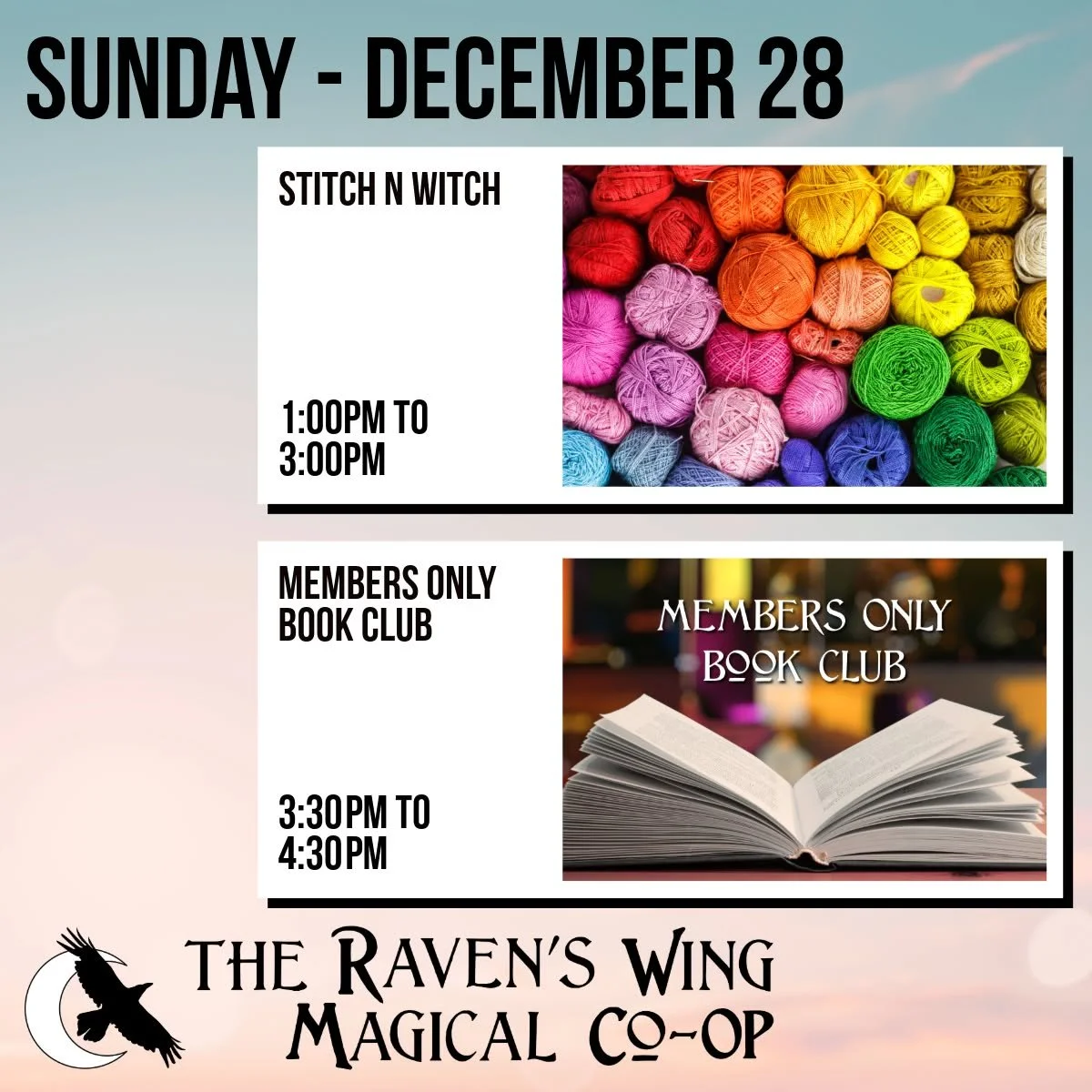 Coming up on Sunday afternoon!

𝗦𝘁𝗶𝘁𝗰𝗵 𝗻 𝗪𝗶𝘁𝗰𝗵 𝘄𝗶𝘁𝗵 𝗧𝗲𝗺𝗽𝗲𝗿𝗮𝗻𝗰𝗲
𝗦𝘂𝗻𝗱𝗮𝘆, 𝗗𝗲𝗰𝗲𝗺𝗯𝗲𝗿 𝟭𝟰 𝗳𝗿𝗼𝗺 𝟭:𝟬𝟬𝗽𝗺 𝘁𝗼 𝟯:𝟬𝟬𝗽𝗺

Come and enjoy this social gathering to work on your portable fiber craft projects. Sh