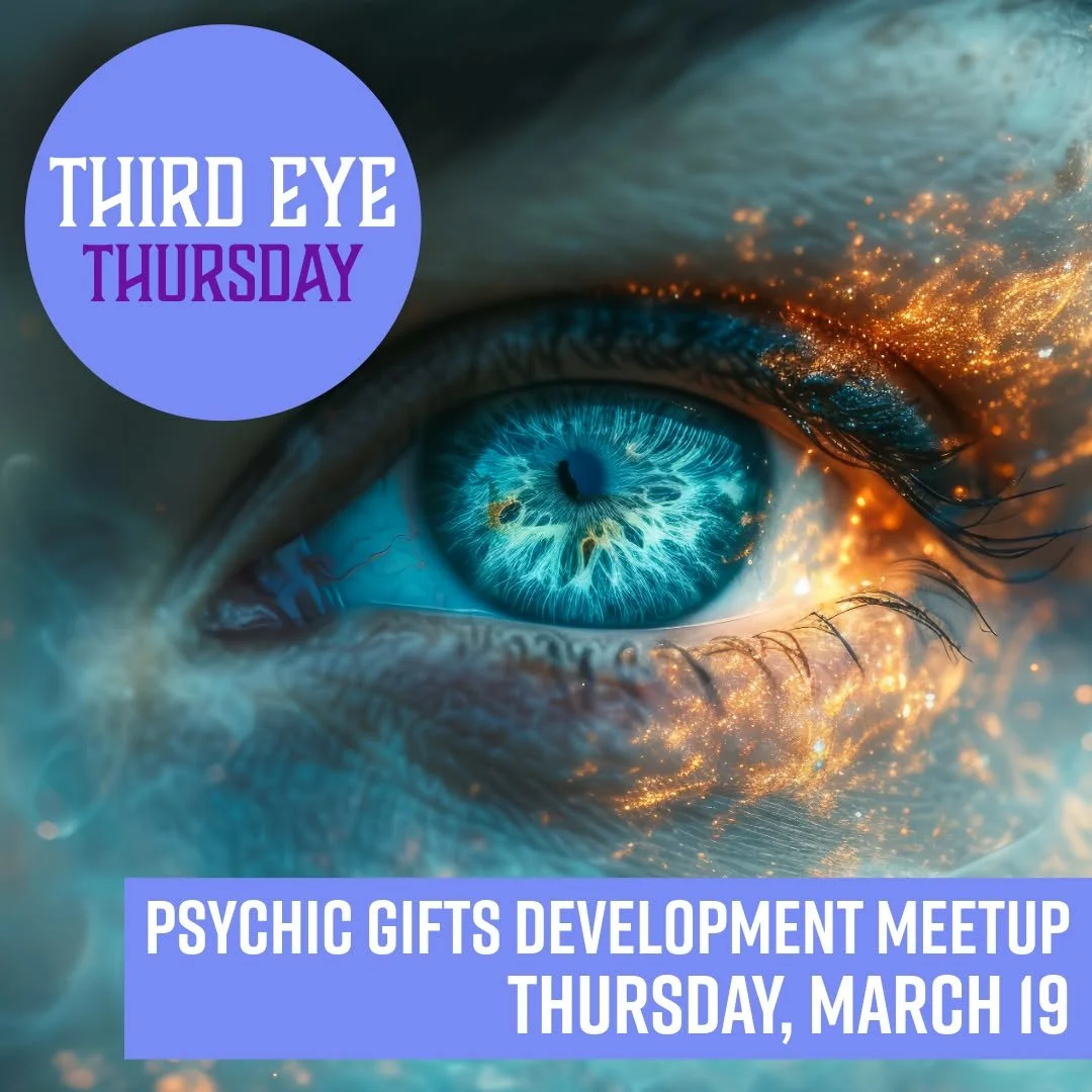 Unlock and nurture your psychic abilities with our ongoing Psychic Gifts Development Meetup tomorrow evening. 

𝗧𝗵𝗶𝗿𝗱 𝗘𝘆𝗲 𝗧𝗵𝘂𝗿𝘀𝗱𝗮𝘆
𝗧𝗵𝘂𝗿𝘀𝗱𝗮𝘆, 𝗠𝗮𝗿𝗰𝗵 𝟭𝟵𝘁𝗵 𝗳𝗿𝗼𝗺 𝟲:𝟯𝟬𝗽𝗺 𝘁𝗼 𝟴:𝟬𝟬𝗽𝗺
𝗦𝗹𝗶𝗱𝗶𝗻𝗴 𝗦𝗰𝗮𝗹𝗲: 
