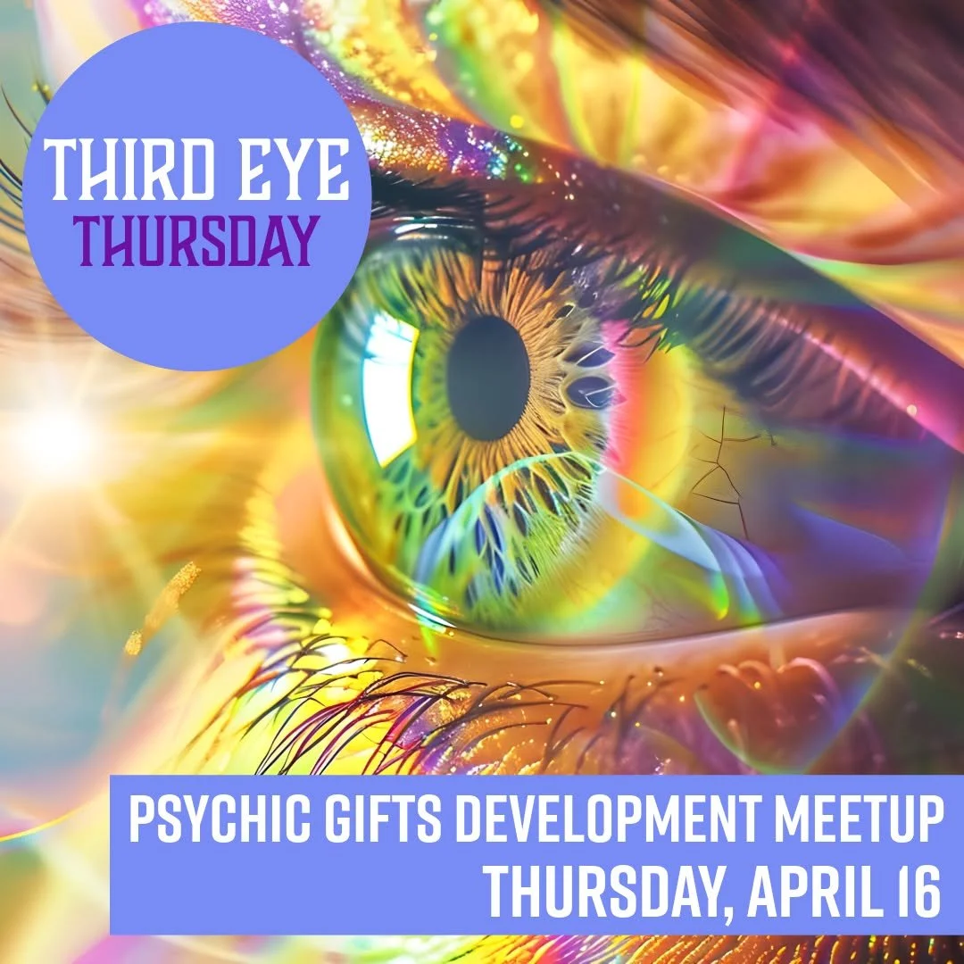 Unlock and nurture your psychic abilities with our ongoing Psychic Gifts Development Meetup tomorrow evening.

𝗧𝗵𝗶𝗿𝗱 𝗘𝘆𝗲 𝗧𝗵𝘂𝗿𝘀𝗱𝗮𝘆
𝗧𝗵𝘂𝗿𝘀𝗱𝗮𝘆, 𝗔𝗽𝗿𝗶𝗹 𝟭𝟲𝘁𝗵 𝗳𝗿𝗼𝗺 𝟲:𝟯𝟬𝗽𝗺 𝘁𝗼 𝟴:𝟬𝟬𝗽𝗺
𝗦𝗹𝗶𝗱𝗶𝗻𝗴 𝗦𝗰𝗮𝗹𝗲: $