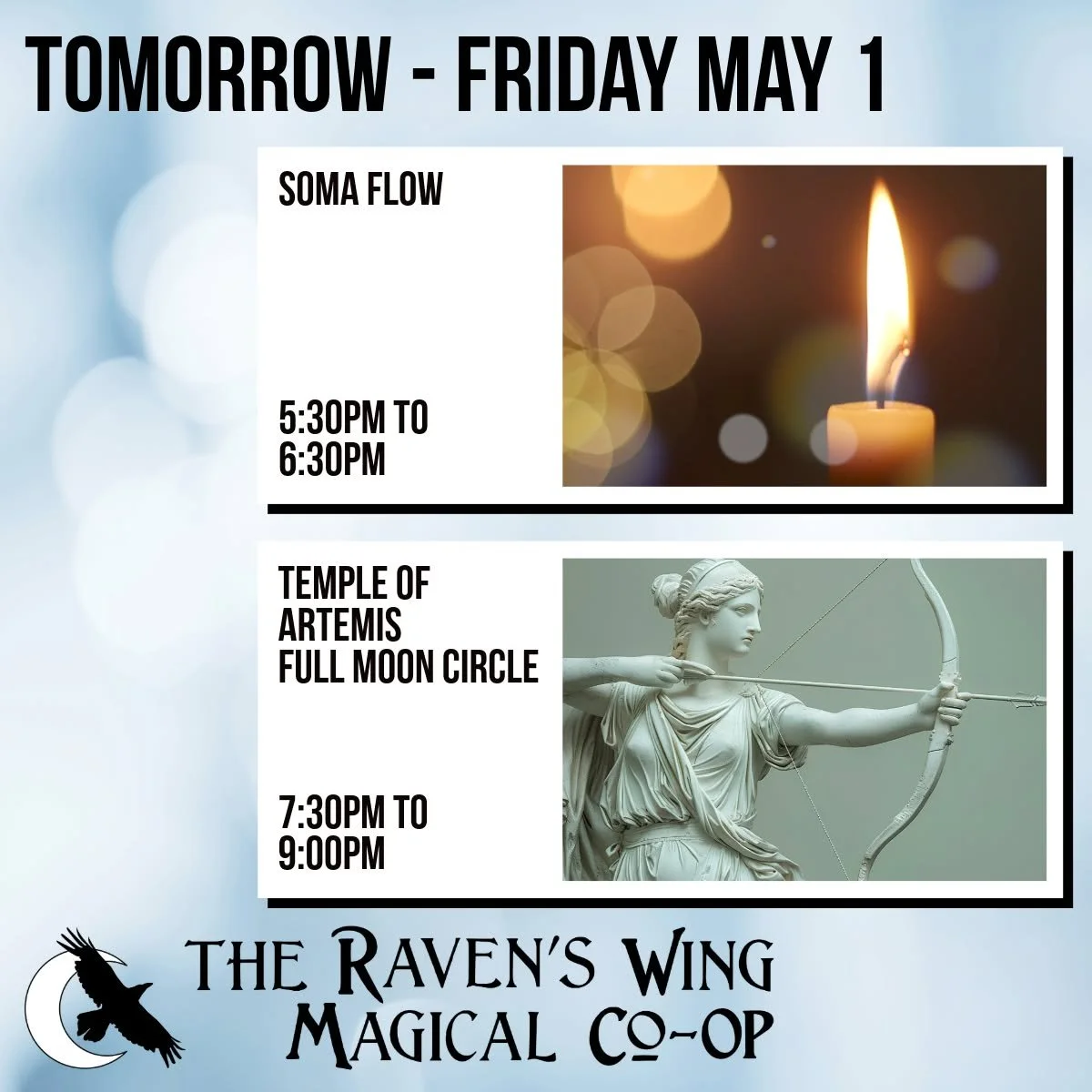 Join us tomorrow as we start out the month of May with some magical community events just for you!

𝗦𝗼𝗺𝗮 𝗙𝗹𝗼𝘄: 𝗔 𝗦𝗼𝗺𝗮𝘁𝗶𝗰 𝗠𝗼𝘃𝗲𝗺𝗲𝗻𝘁 𝗣𝗿𝗮𝗰𝘁𝗶𝗰𝗲 𝗳𝗼𝗿 𝗦𝘁𝗿𝗲𝗻𝗴𝘁𝗵, 𝗙𝗹𝘂𝗶𝗱𝗶𝘁𝘆, 𝗮𝗻𝗱 𝗜𝗻𝘁𝗲𝗴𝗿𝗮𝘁𝗶𝗼𝗻
𝗪𝗲𝗲
