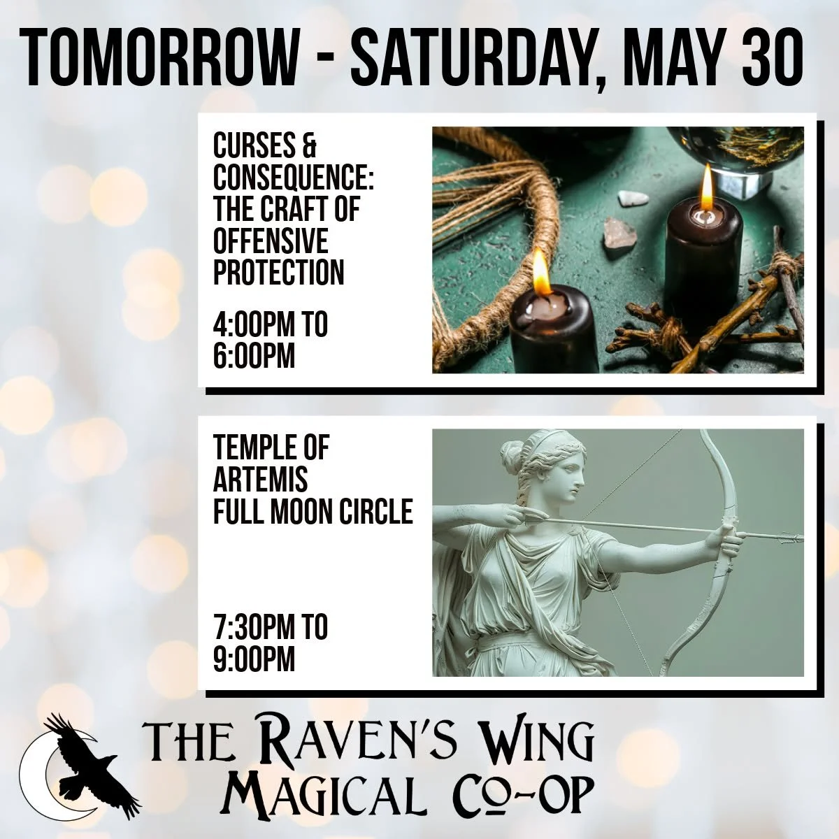 Come and make magic with us tomorrow! 

𝗖𝘂𝗿𝘀𝗲𝘀 &amp; 𝗖𝗼𝗻𝘀𝗲𝗾𝘂𝗲𝗻𝗰𝗲: 𝗧𝗵𝗲 𝗖𝗿𝗮𝗳𝘁 𝗼𝗳 𝗢𝗳𝗳𝗲𝗻𝘀𝗶𝘃𝗲 𝗣𝗿𝗼𝘁𝗲𝗰𝘁𝗶𝗼𝗻
𝗦𝗮𝘁𝘂𝗿𝗱𝗮𝘆, 𝗠𝗮𝘆 𝟯𝟬 𝗳𝗿𝗼𝗺 𝟰:𝟬𝟬𝗽𝗺 𝘁𝗼 𝟲:𝟬𝟬𝗽𝗺

This class explores the practice of