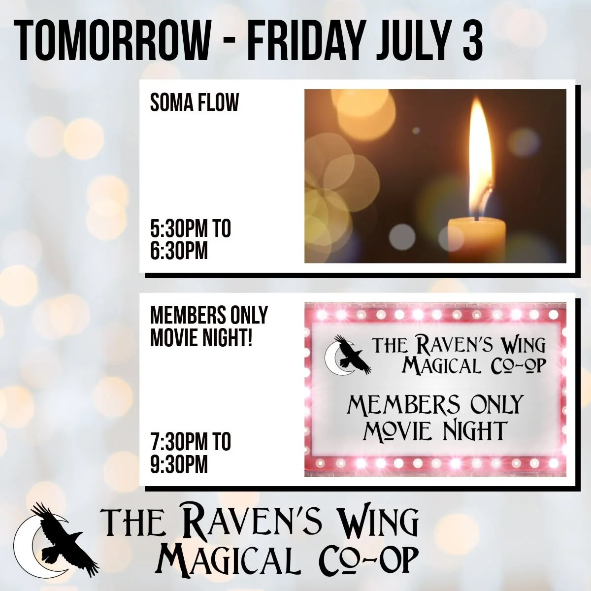 Join us tomorrow for two fun events. 

𝗦𝗼𝗺𝗮 𝗙𝗹𝗼𝘄: 𝗔 𝗦𝗼𝗺𝗮𝘁𝗶𝗰 𝗠𝗼𝘃𝗲𝗺𝗲𝗻𝘁 𝗣𝗿𝗮𝗰𝘁𝗶𝗰𝗲 𝗳𝗼𝗿 𝗦𝘁𝗿𝗲𝗻𝗴𝘁𝗵, 𝗙𝗹𝘂𝗶𝗱𝗶𝘁𝘆, 𝗮𝗻𝗱 𝗜𝗻𝘁𝗲𝗴𝗿𝗮𝘁𝗶𝗼𝗻
𝗙𝗿𝗶𝗱𝗮𝘆, 𝗝𝘂𝗹𝘆 𝟯 𝗳𝗿𝗼𝗺 𝟱:𝟯𝟬𝗽𝗺 𝘁𝗼 𝟲:𝟯𝟬𝗽𝗺

A 