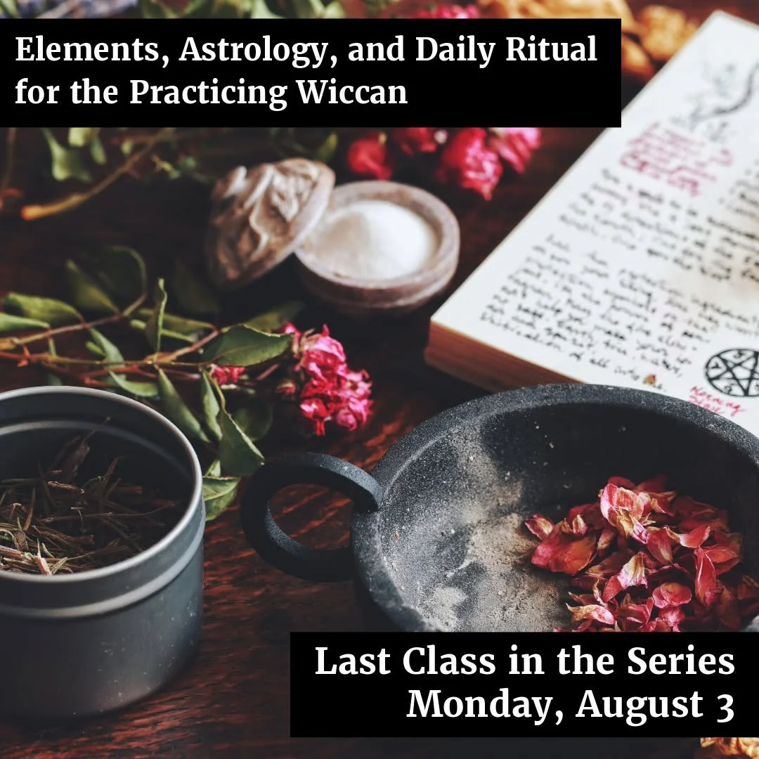 Looking to weave your practice more fully into daily life? Join us for the last class in this magical series. 

𝗘𝗹𝗲𝗺𝗲𝗻𝘁𝘀, 𝗔𝘀𝘁𝗿𝗼𝗹𝗼𝗴𝘆, 𝗮𝗻𝗱 𝗗𝗮𝗶𝗹𝘆 𝗥𝗶𝘁𝘂𝗮𝗹 𝗳𝗼𝗿 𝘁𝗵𝗲 𝗽𝗿𝗮𝗰𝘁𝗶𝗰𝗶𝗻𝗴 𝗪𝗶𝗰𝗰𝗮𝗻
𝗧𝗵𝗿𝗲𝗲 𝗖𝗹𝗮𝘀𝘀