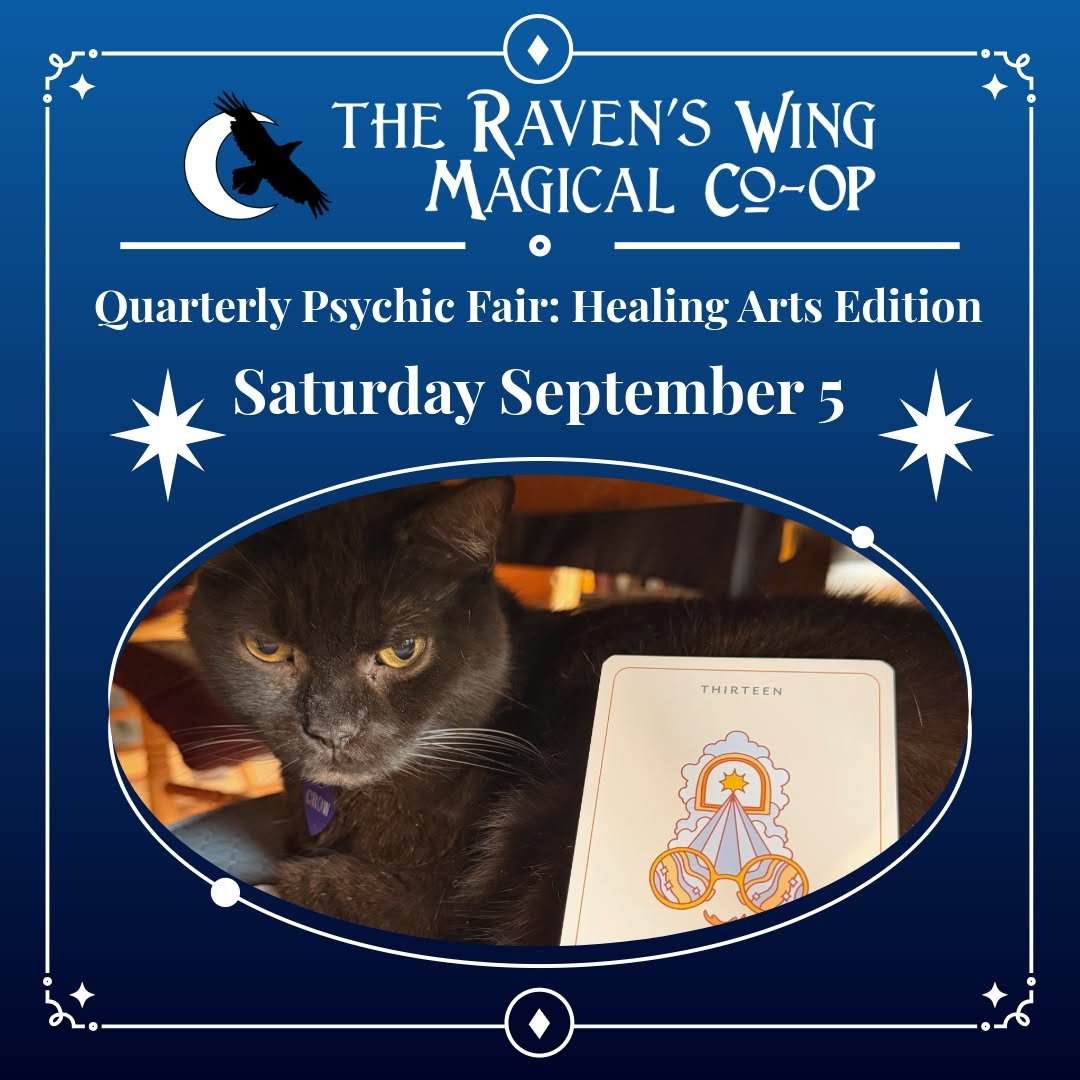 Join us TOMORROW for a special Healing Arts Edition of our Quarterly Psychic Fair, an afternoon dedicated to exploring the many paths to healing, connection, and well-being.

𝗤𝘂𝗮𝗿𝘁𝗲𝗿𝗹𝘆 𝗣𝘀𝘆𝗰𝗵𝗶𝗰 𝗙𝗮𝗶𝗿: 𝗛𝗲𝗮𝗹𝗶𝗻𝗴 𝗔𝗿𝘁𝘀 𝗘𝗱𝗶?
