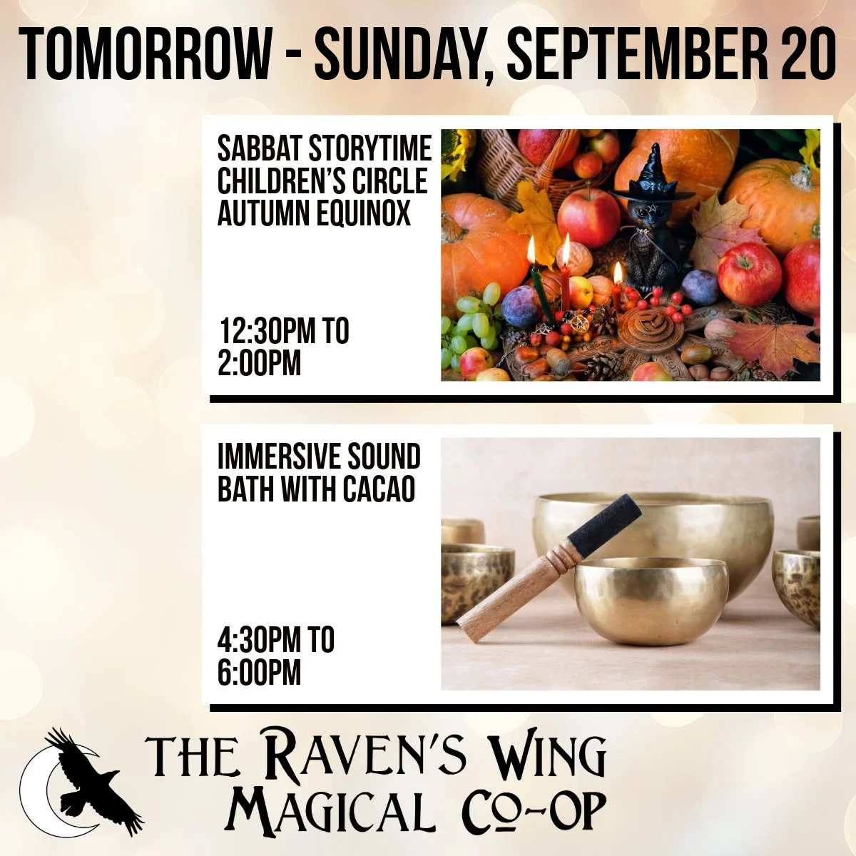 Our Fall Equinox celebrations continue tomorrow! Come celebrate the Turning of the Wheel with us! 

𝗦𝗮𝗯𝗯𝗮𝘁 𝗦𝘁𝗼𝗿𝘆𝘁𝗶𝗺𝗲 𝗖𝗵𝗶𝗹𝗱𝗿𝗲𝗻&rsquo;𝘀 𝗖𝗶𝗿𝗰𝗹𝗲 &ndash; 𝗔𝘂𝘁𝘂𝗺𝗻 𝗘𝗾𝘂𝗶𝗻𝗼𝘅 / 𝗦𝗲𝗰𝗼𝗻𝗱 𝗛𝗮𝗿𝘃𝗲𝘀𝘁
𝗦𝘂𝗻𝗱𝗮𝘆,