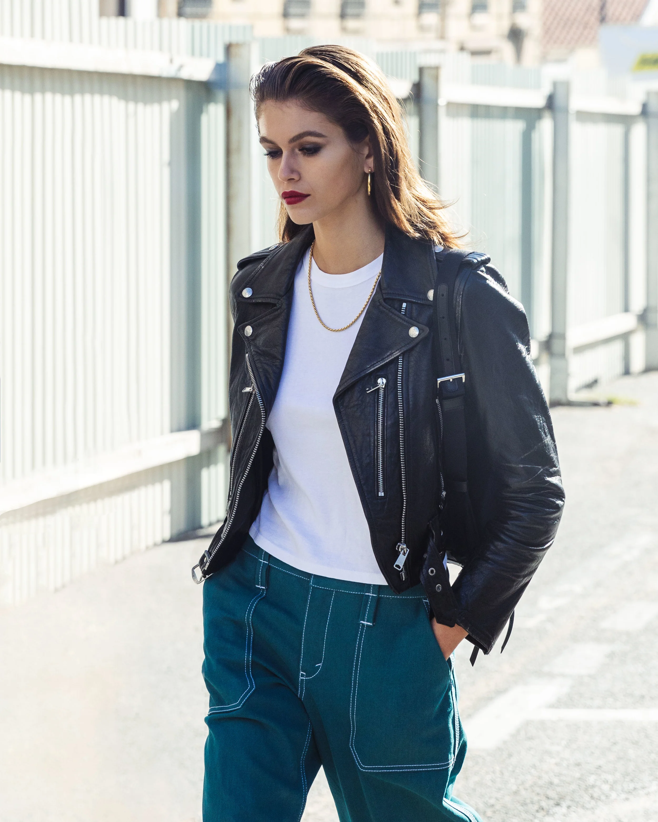 Kaia Gerber - streetstyle photo after Chloe - Paris