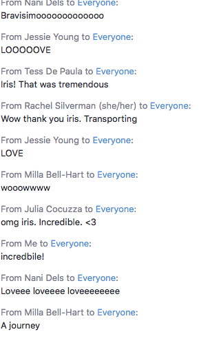  Some Zoom love for ‘I Drape Myself in Language’ 