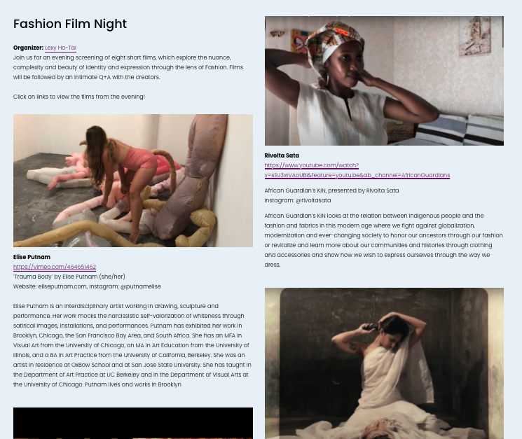  Screenshot of ‘Fashion Film Night’ Archive 