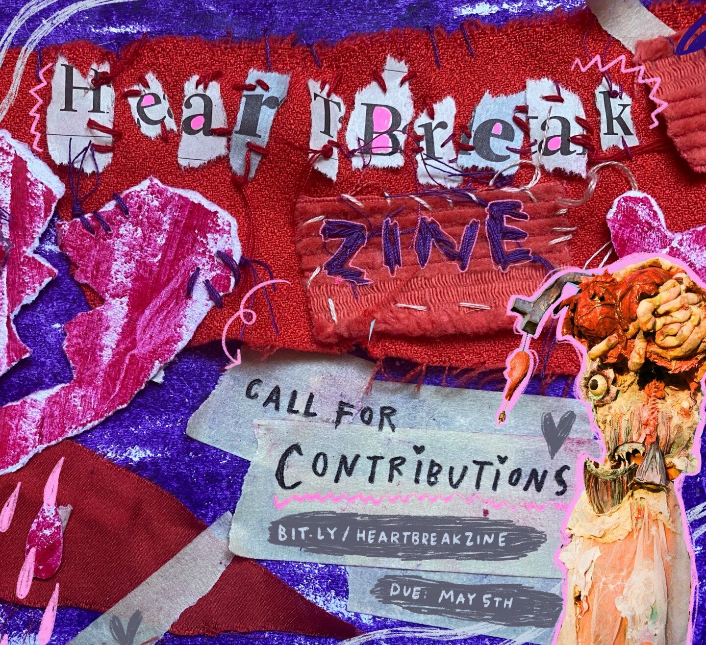 Call for Submissions: 💔 HEARTBREAK ZINE 💔 Due Friday, May 5th! Link in bio! Keeping it really open-ended, so anything goes under the theme of ~heartbreak~. Please share with the goopey hearts in your life!~~~

I had the idea to make some sort of ~H
