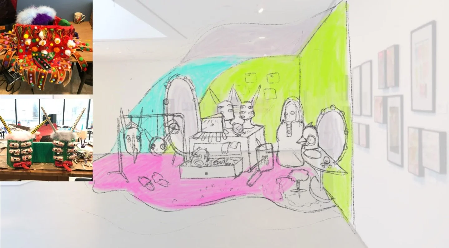  Behind the scenes: my rough sketch for the "Fantasy Wardrobe" installation 