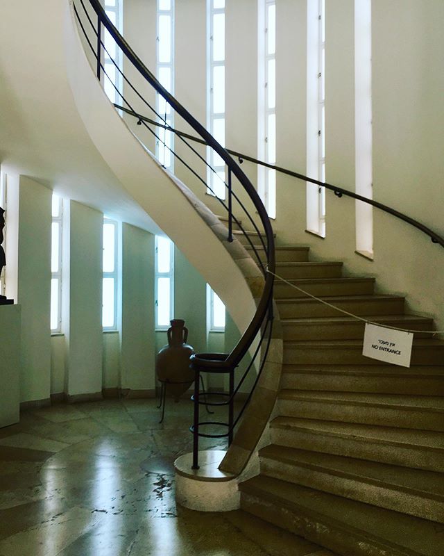 Staircase trod daily by Israel&rsquo;s first President, Chaim Weizmann, designed and completed by architect Eric Mendelsohn in 1937, as Europe began to burn #weizmanninstitute #science #politics #birthofanation