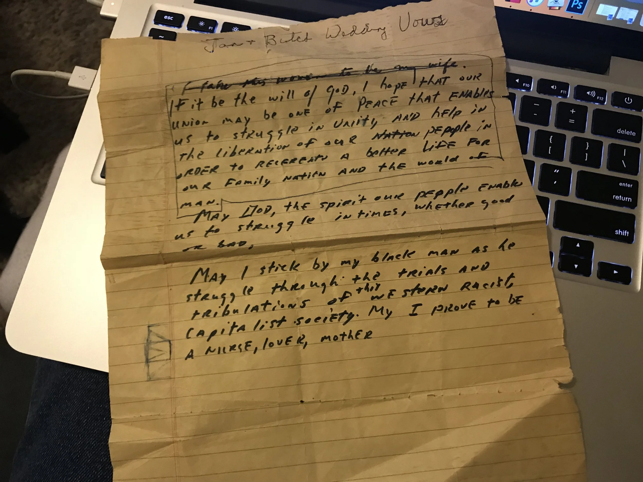 Wedding Vows, circa 1970/1971