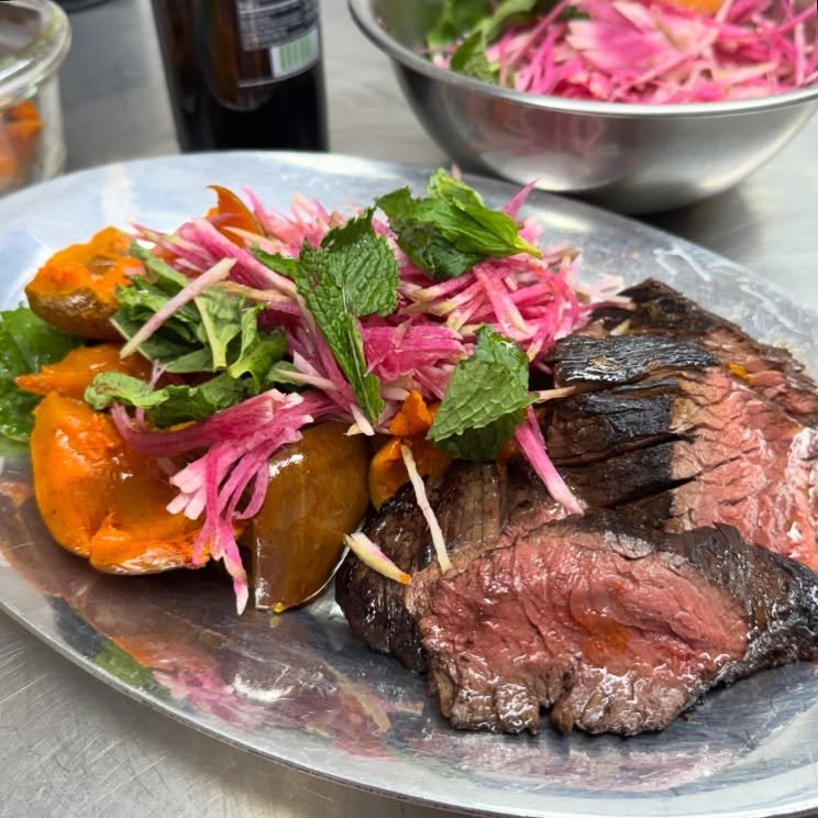 Humble homage to Pardis in LA &mdash; pomegranate-marinated beef, radish and mint