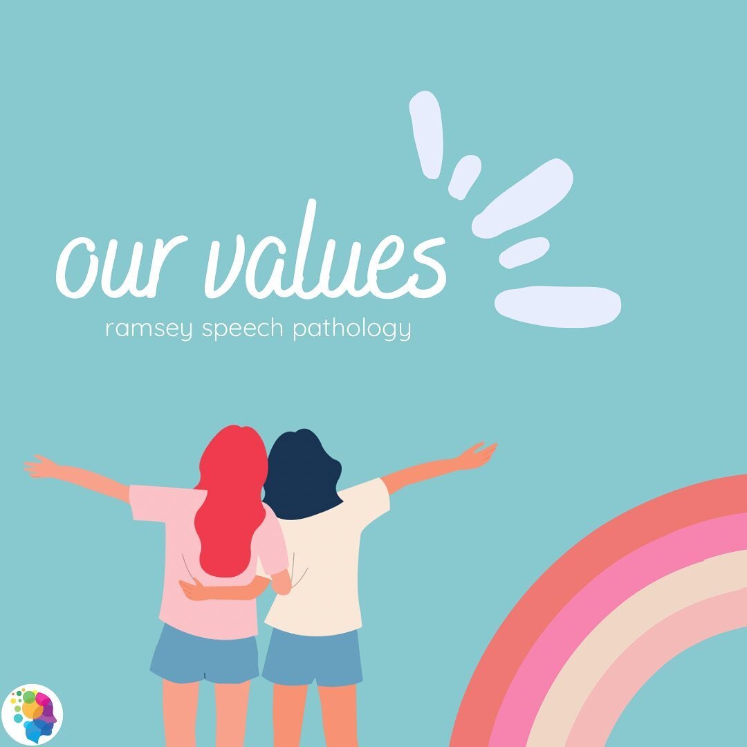 We envision a future where every person is empowered to engage fully in life, armoured with communication autonomy and the freedom to be who they are. ✨

[Image description:
Slide 1: Our values.

Slide 2: Positive relationships. We value connection a