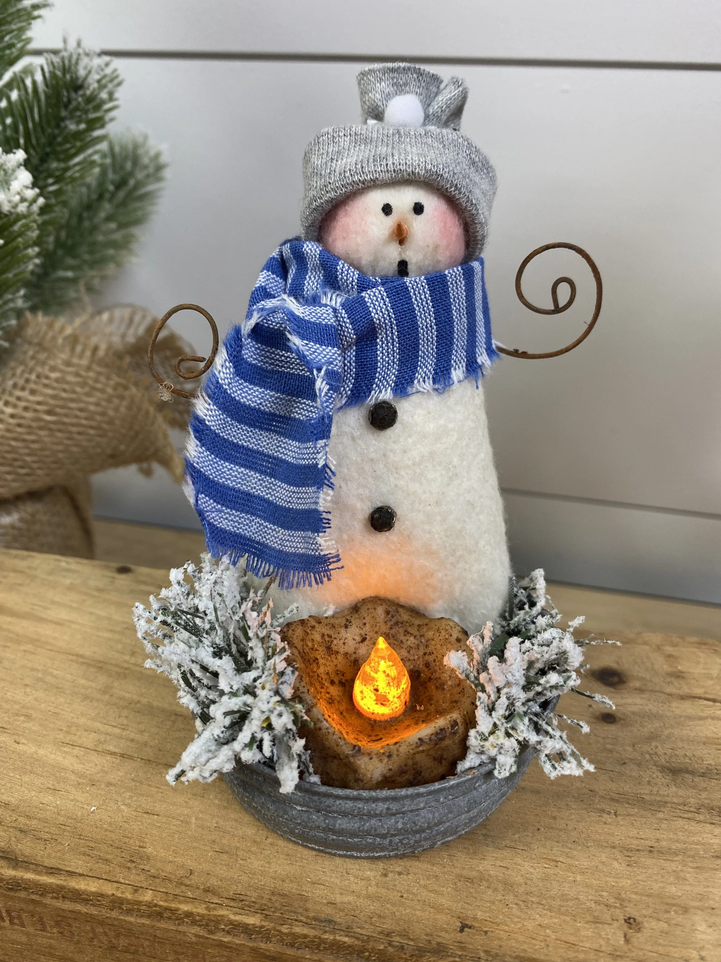 Baby Snowman with Tea Candle