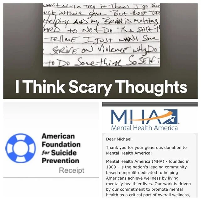 Thank you to those who streamed and purchased this song. Today with your help, I donated the money earned from this song to American Foundation for Suicide Prevention and to Mental Health America. &ldquo;I Think Scary Thoughts&rdquo; was part of my s