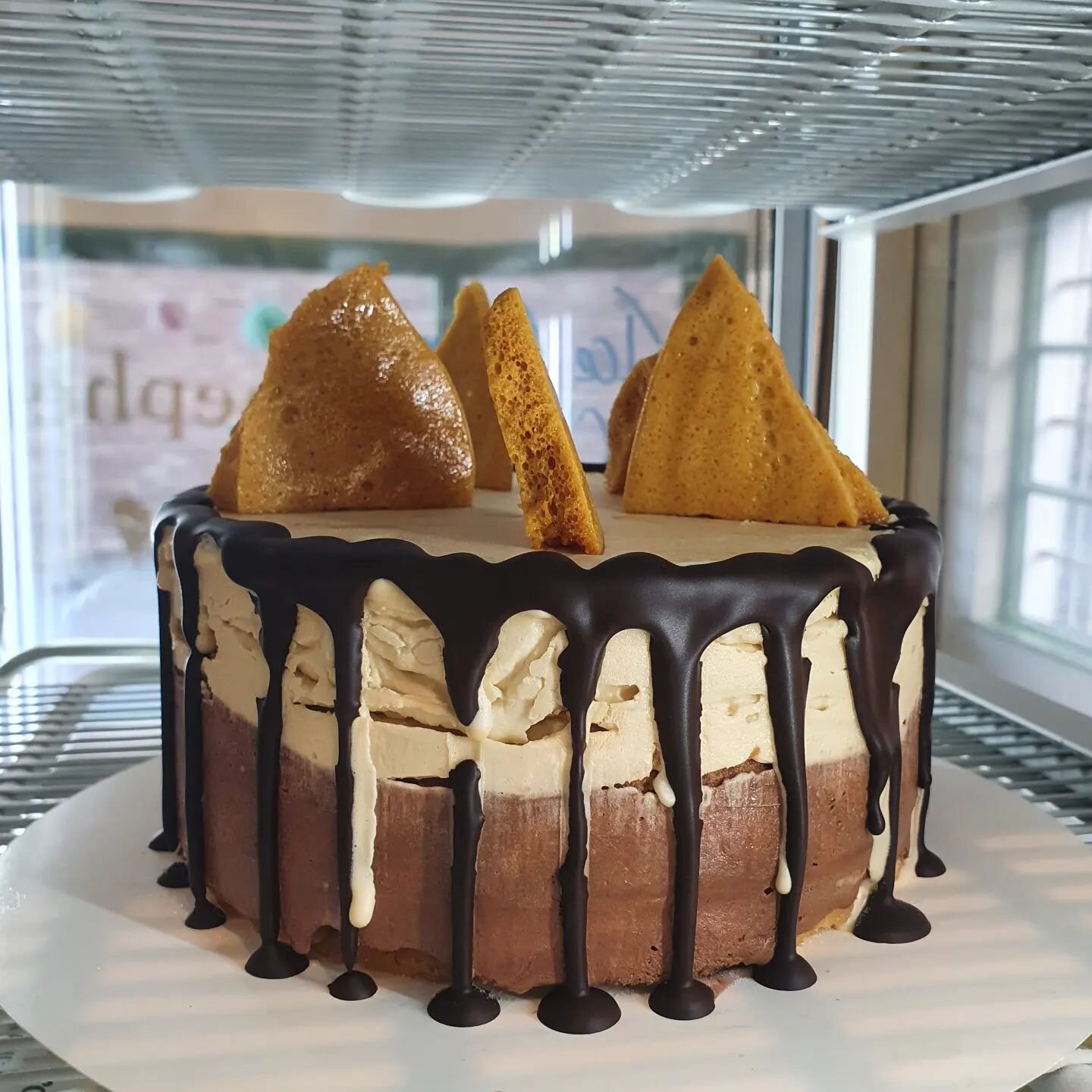 Ice cream cakes! Now that we are back open we can make your ice cream cakes again. Ideally give us a week's notice, come into the shop or give us a call and we can go through flavour options with you. 

But if you need something straight away we migh