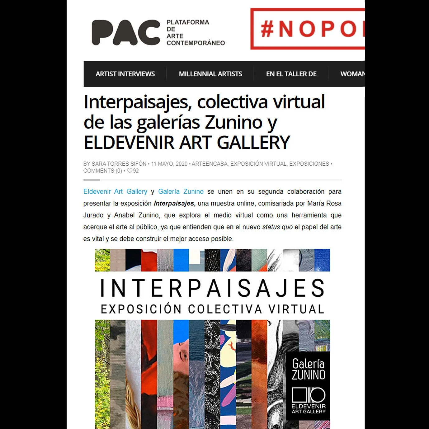 Interpaisajes, colectiva virtual de las galerías Zunino y Eldevenir Art Gallery