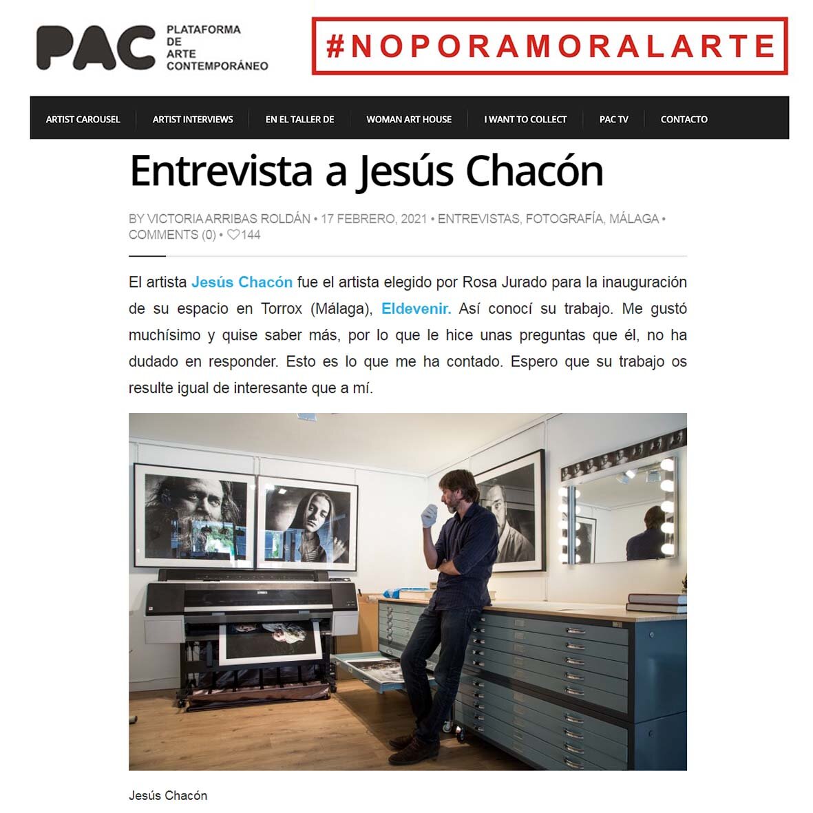 Entrevista de Jesús Chacón en PAC Plataforma de Arte Contemporáneo