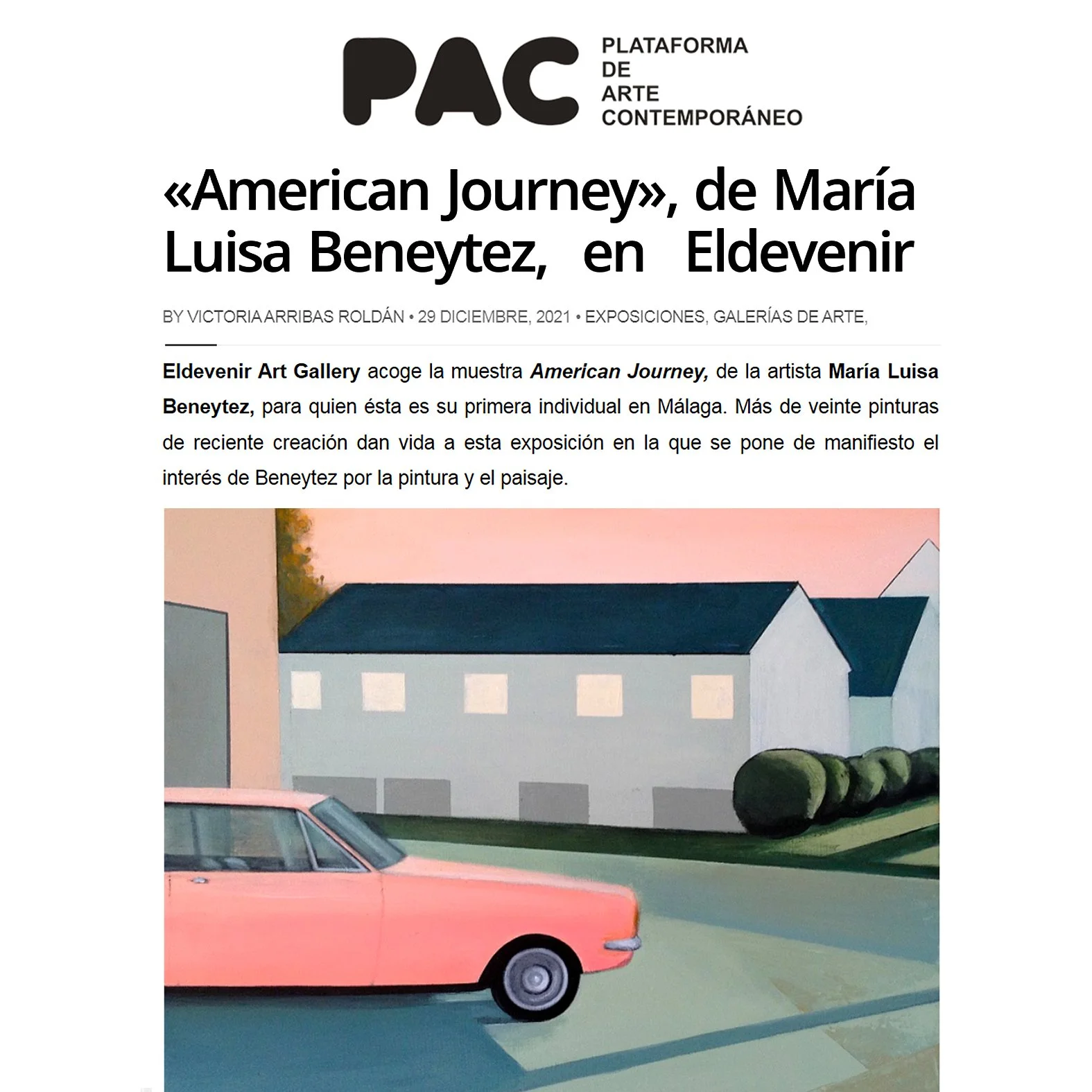 "American Journey" de María Luisa Beneytez en PAC Plataforma de Arte Contemporáneo
