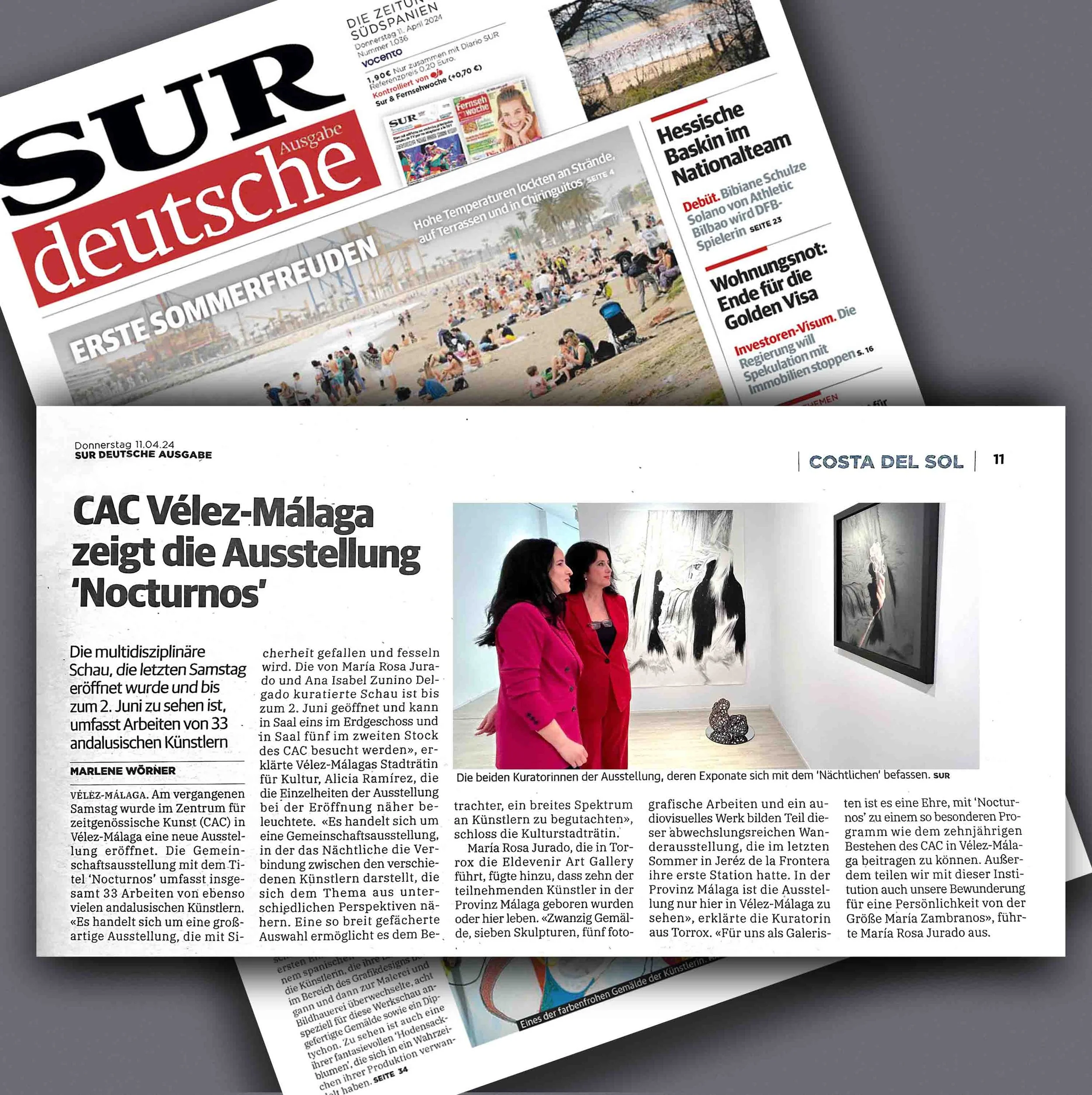 SUR Deutsche Ausgabe se hace eco de Nocturnos, nuestra exposición el CAC Vélez-Málaga