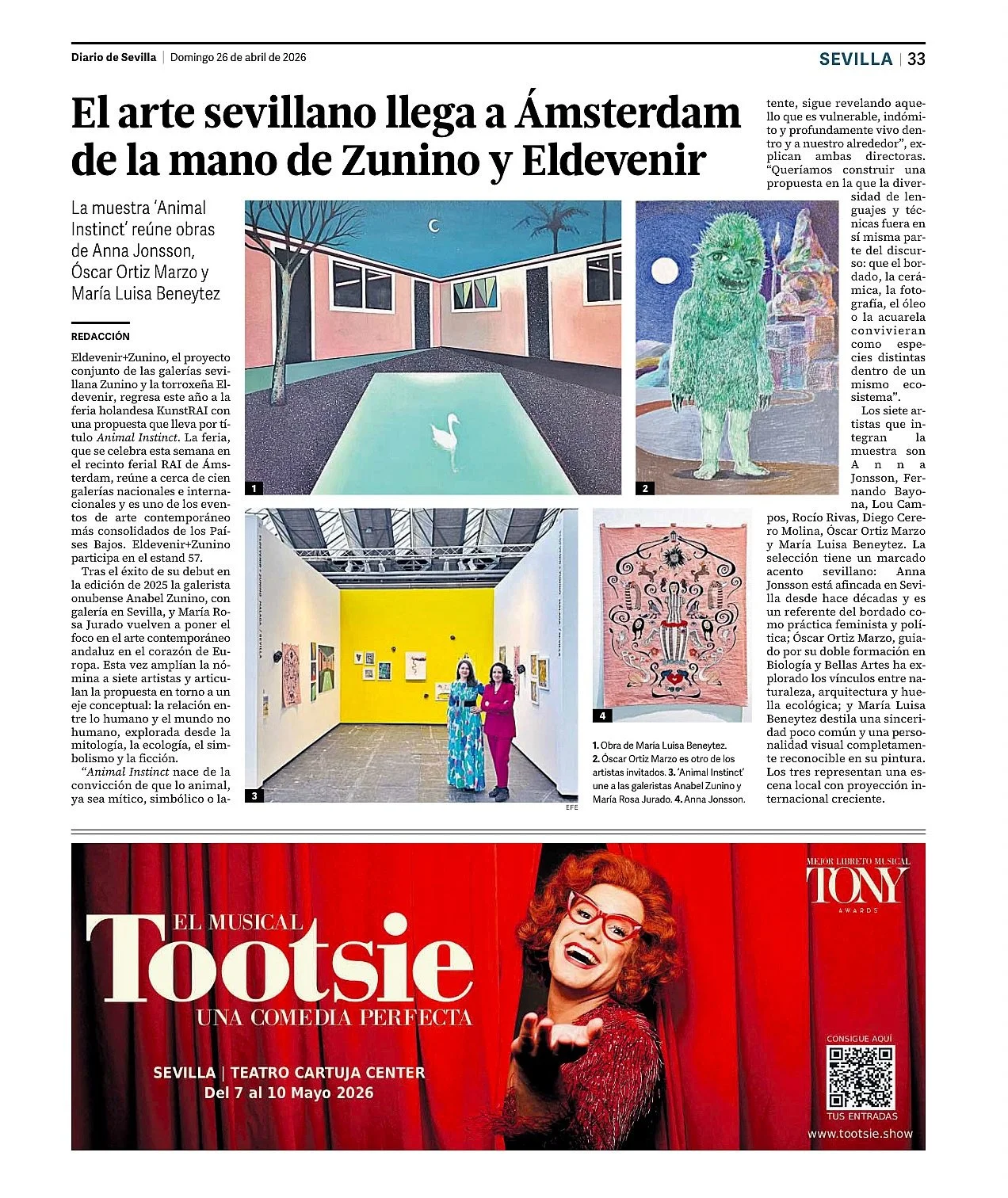 Gracias al 𝗗𝗶𝗮𝗿𝗶𝗼 𝗱𝗲 𝗦𝗲𝘃𝗶𝗹𝗹𝗮 @diariodesevilla por destacar nuestra participaci&oacute;n en la feria KunstRAI Amsterdam @kunstrai. Disponible hoy en la edici&oacute;n impresa y tambi&eacute;n en la web del diario https://www.diariodesev