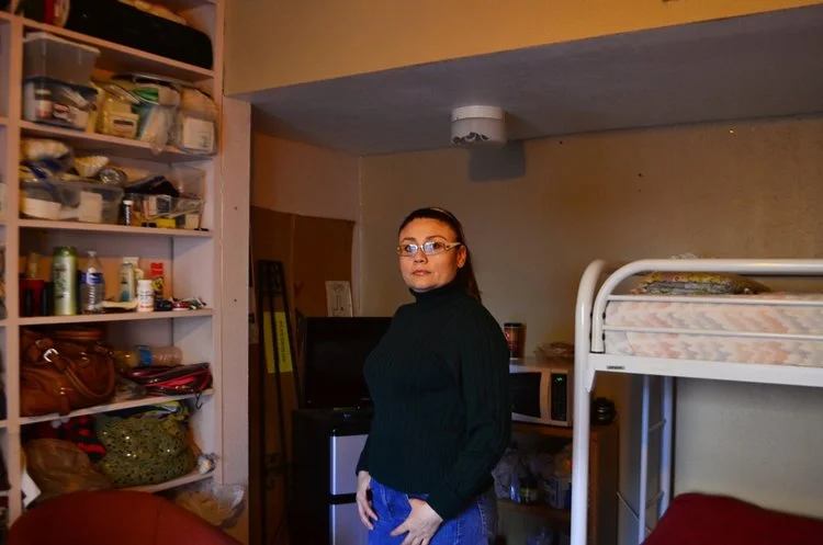 Rosa Robles Loreto in her bedroom at Southside Presbyterian Church, where she lived in sanctuary for more than one year.