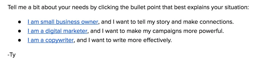 Instead of small business owner, digital marketer, and copywriter, you will have your own audience segments.