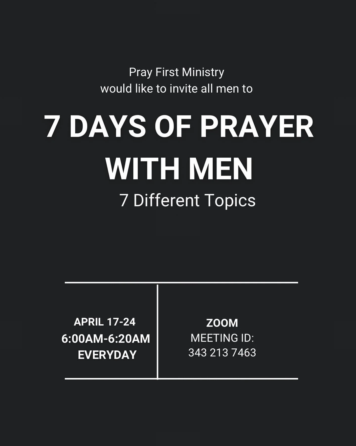 Calling all Men..
Let&rsquo;s Pray #Men #Community #Fellowship #Christ #Prayer #Mornings #Startyourweekright