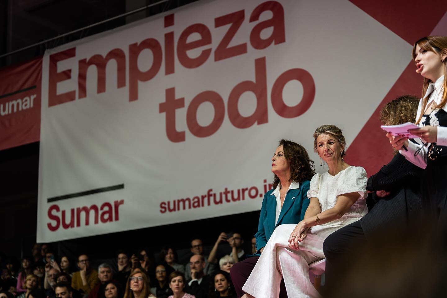 2 de abril de 2023. Yolanda D&iacute;az lanza la candidatura de Sumar en el Polideportivo Antonio Magari&ntilde;os.

Cobertura para @gtresnews.