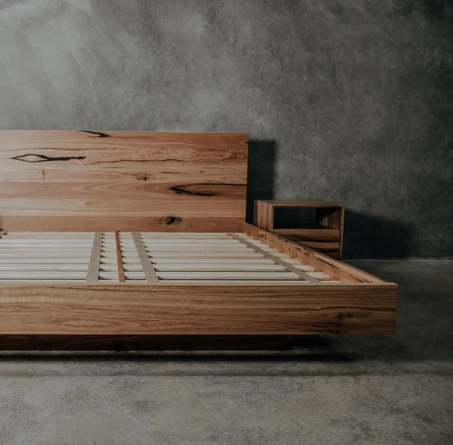 Our Bespoke Floating Bed. Maybe one our most inquired about pieces. Simple design, showing off the stunning timbers, pictured here in Blackbutt. Despite its light and floating appearance, she&rsquo;s an absolute workhorse and solid as a rock!l 💪🏻😉