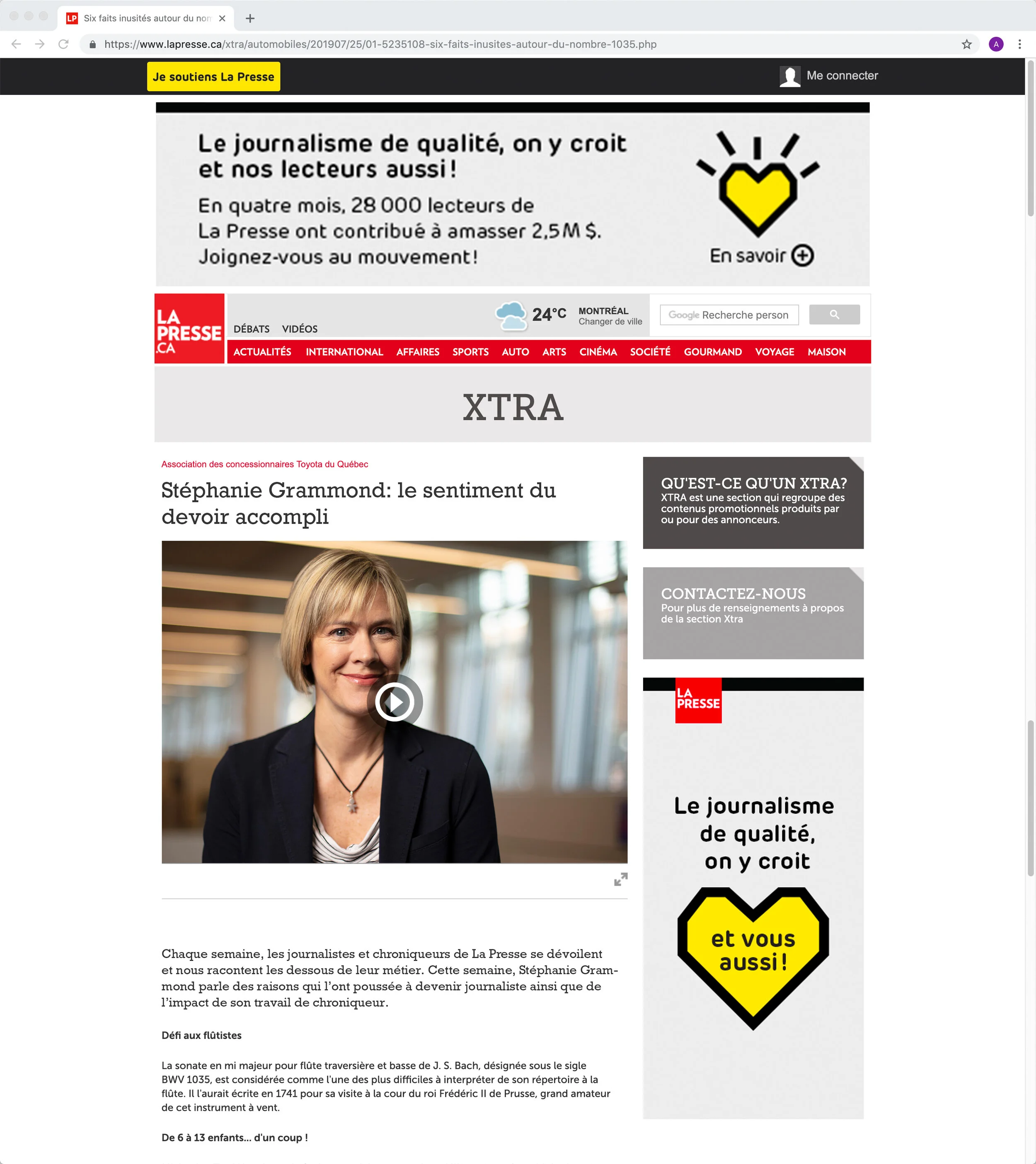  Content on the website lapresse.ca 