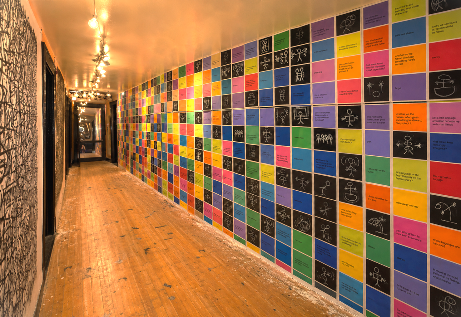  hallway studio view  work in progress — installation  conceptual new cave painting  pending - los angeles - the other art fair  sept 2026     
