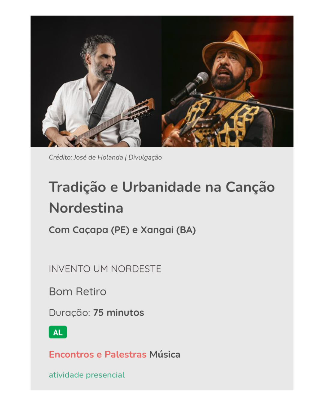 Tradição e Urbanidade na Canção Nordestina - Com Caçapa (PE) e Xangai (BA)
