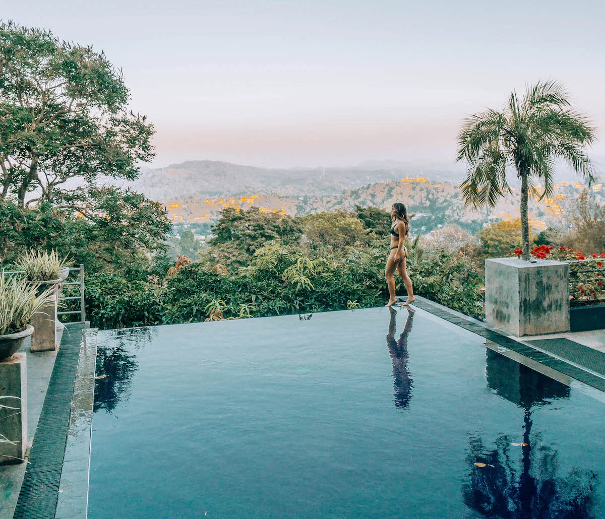 Infinity pool views at The Theva Residency in Kandy
