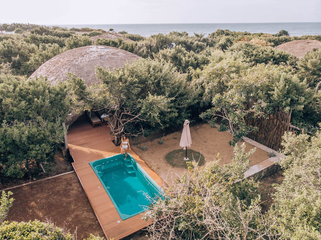 One of the beautiful private eco-huts at Chena Huts by Uga Escapes in Yala National Park