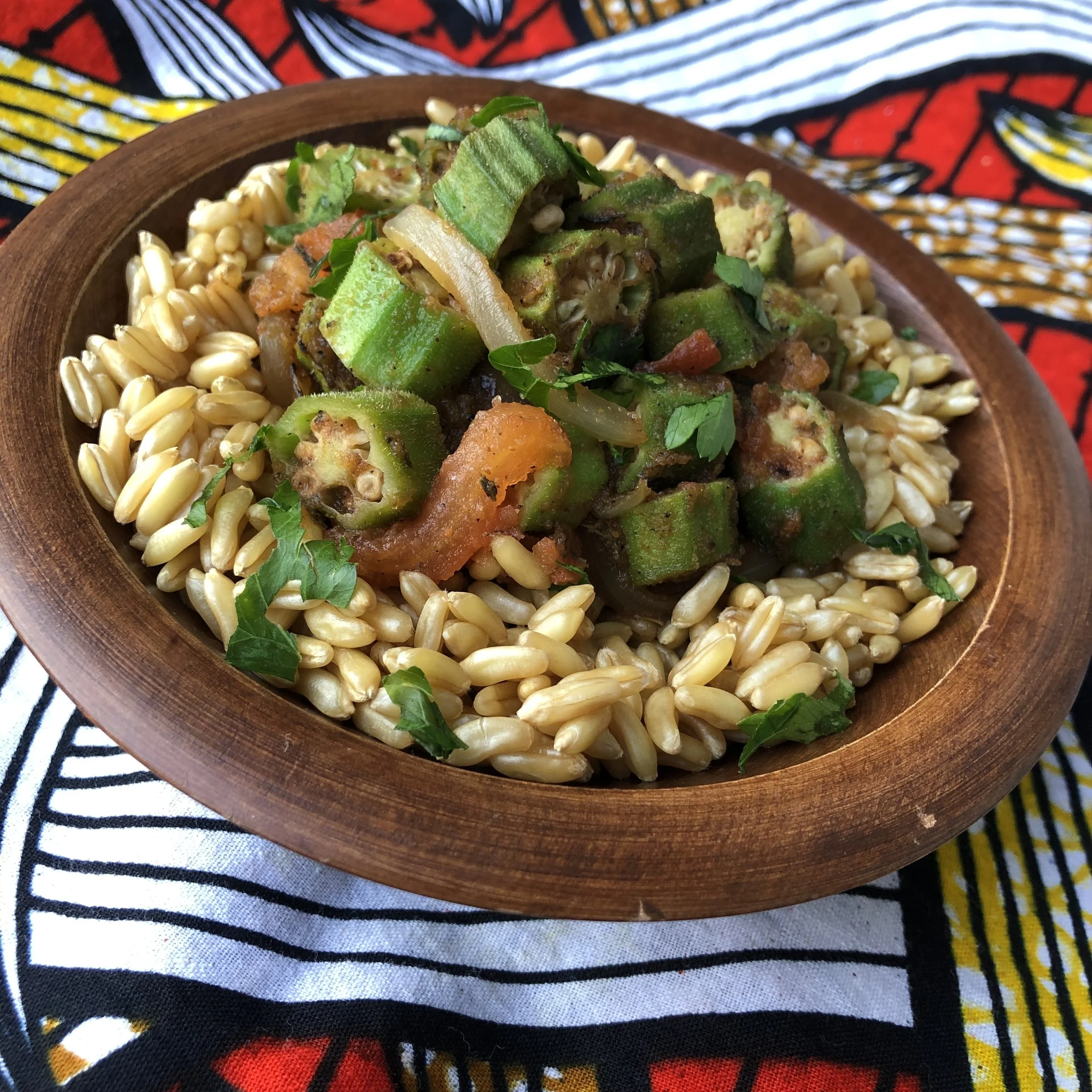 OKRA &amp; TOMATOES with KAMUT
