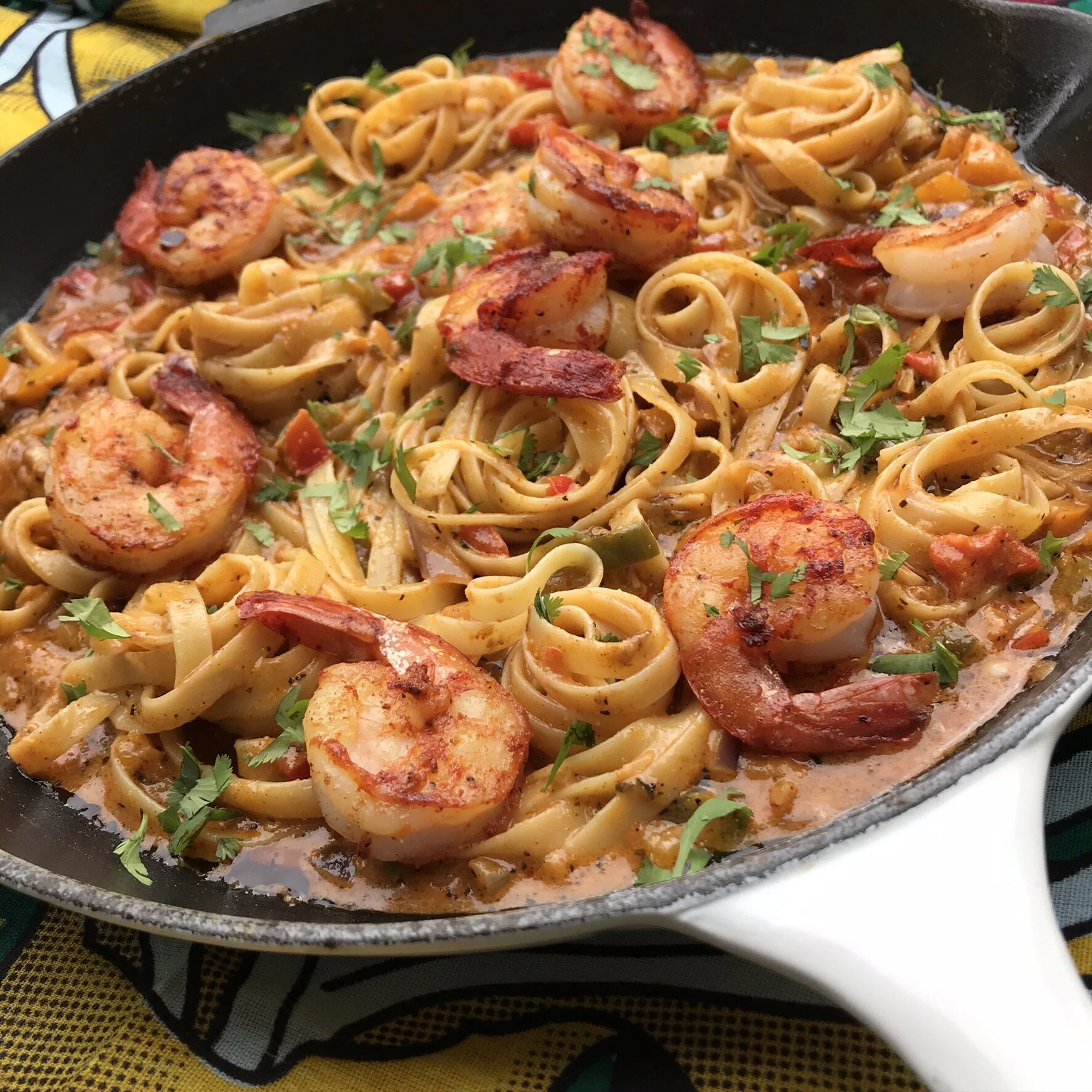 CREOLE RASTA PASTA with SUYA SHRIMP