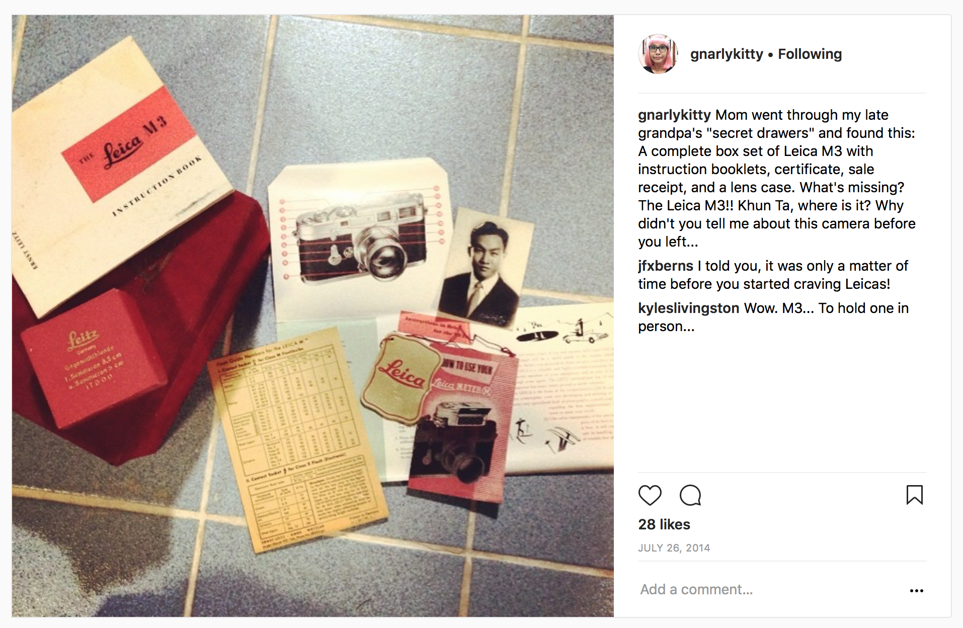 The original post on my personal Instagram when I found the box.