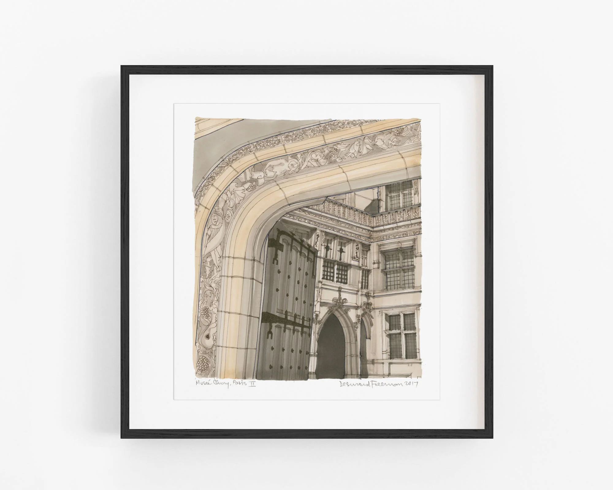 Museé de Cluny, Paris, Original drawing by Desmond Freeman