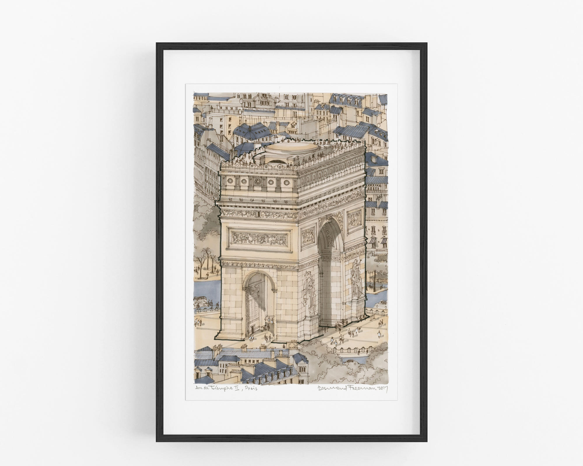 Arc de Triomphe, Paris , 2019, Original drawing by Desmond Freeman