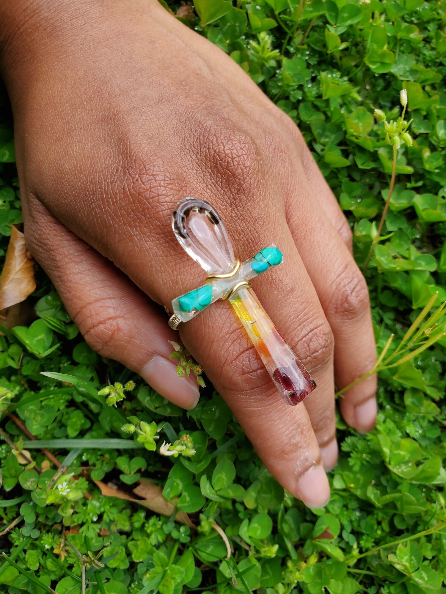 Chakra Ankh Ring