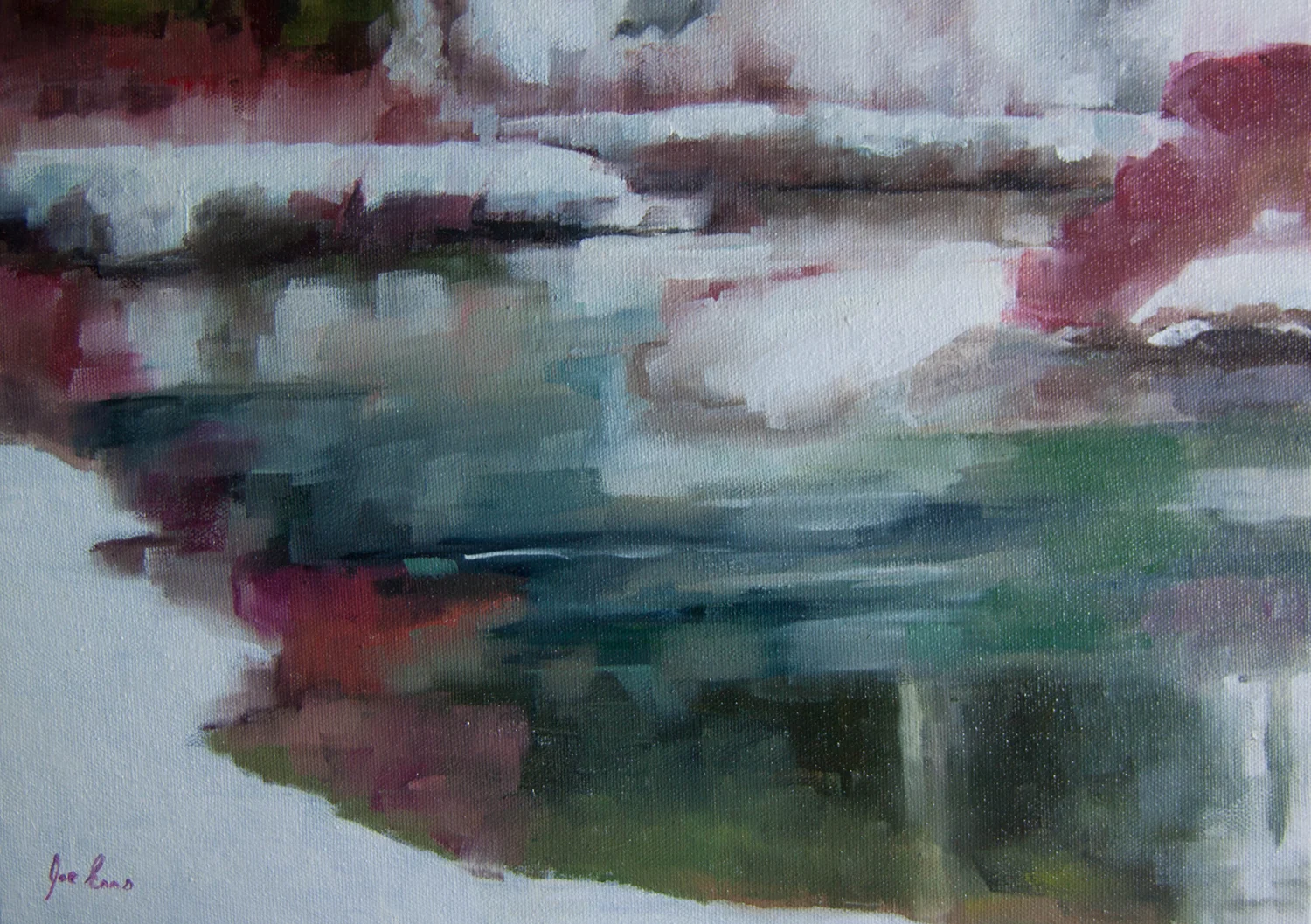 “Sumallo Grove 2” is an oil painting by Joe Enns that depicts the Sumallo River in E.C. Manning Park near Hope, British Columbia.